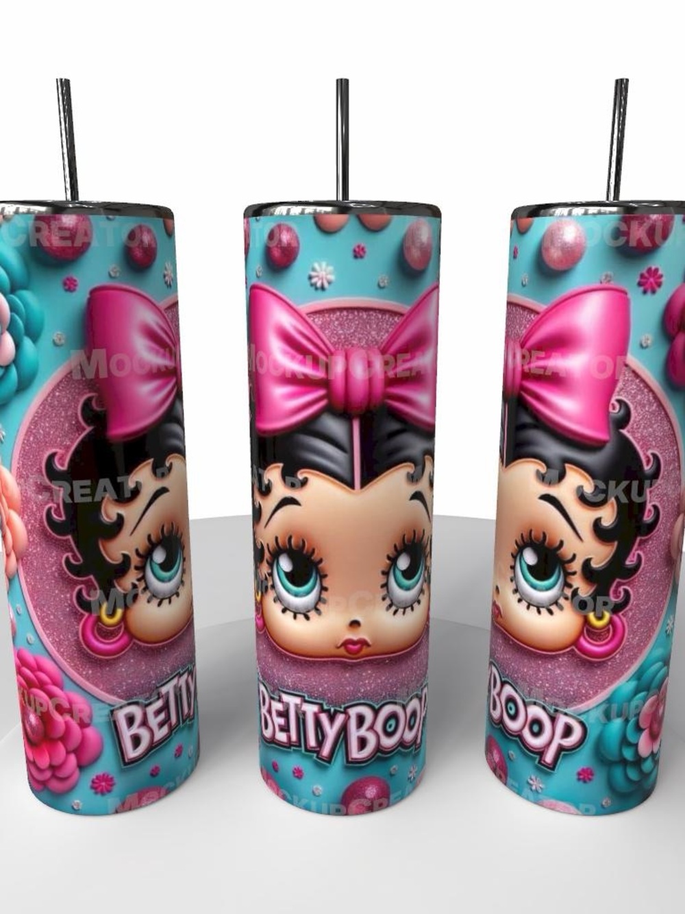Betty Boop Turquoise Tumbler with Pink Bow